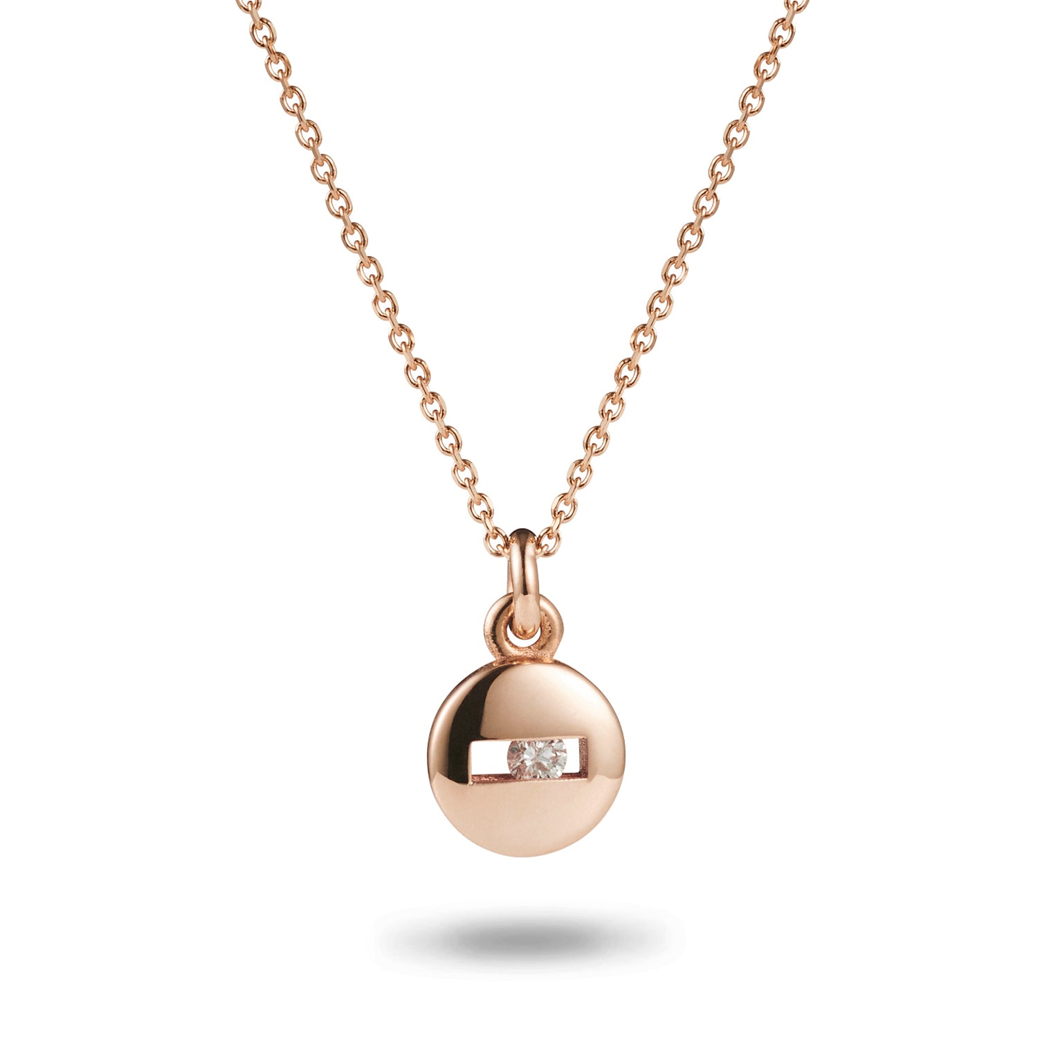 Solid Rose Gold Sliding Diamond Necklace Rose Gold Jewellery
