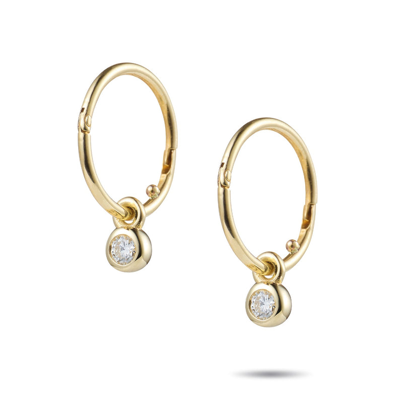 "RTS" Diamond Drop Sleeper Earrings in Yellow Gold