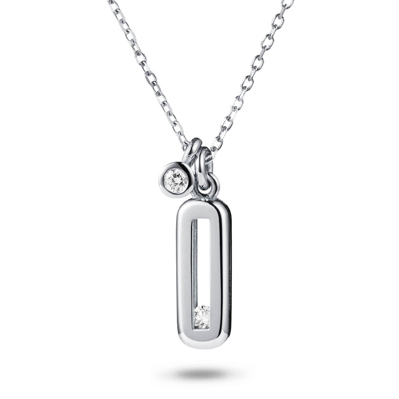 Sliding Diamond Necklace with Diamond Drop in White Gold