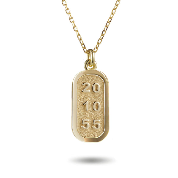 The Double Sided Date Bar Necklace in Yellow Gold