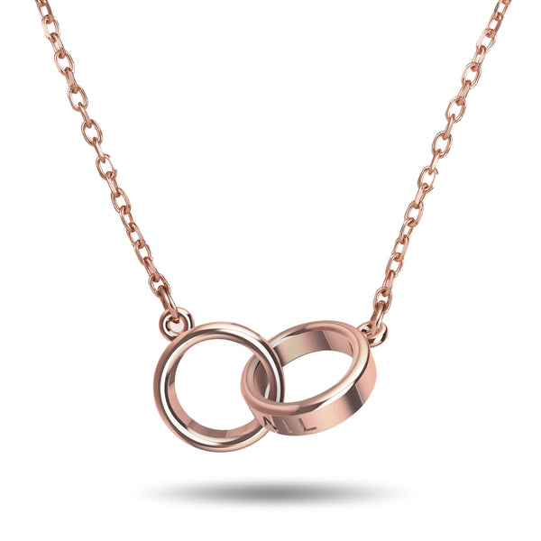 "Just The Two Of Us" Linked Halo Necklace in Rose Gold