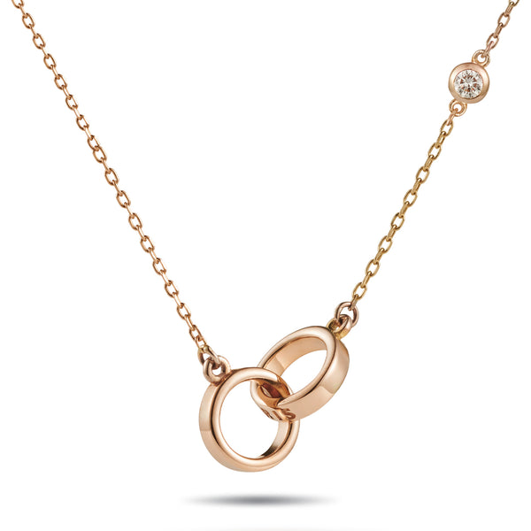 The Mini Diamond "Just The Two Of Us" Linked Halo Necklace in Rose Gold