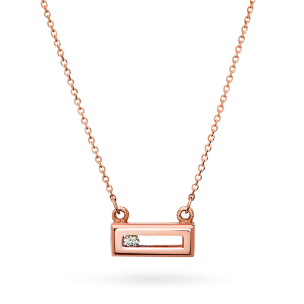 "RTS" Sliding Diamond 16" Necklace in Rose Gold
