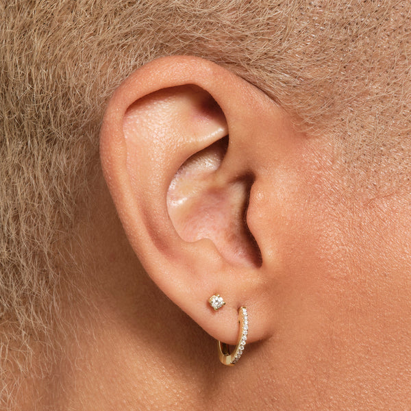 0.10ct Italian Made Diamond Set Huggie Earrings in Yellow Gold