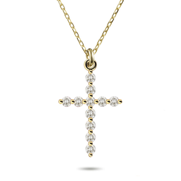 Large Diamond Crucifix Necklace in Yellow Gold