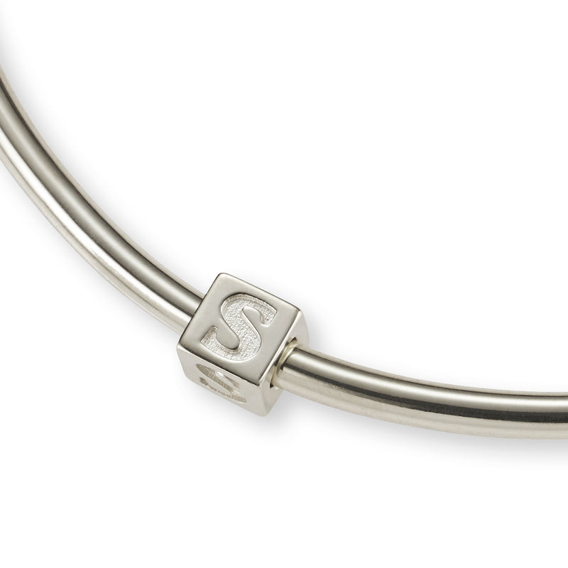 1 Cube BOLD Initial Bangle in Sterling Silver