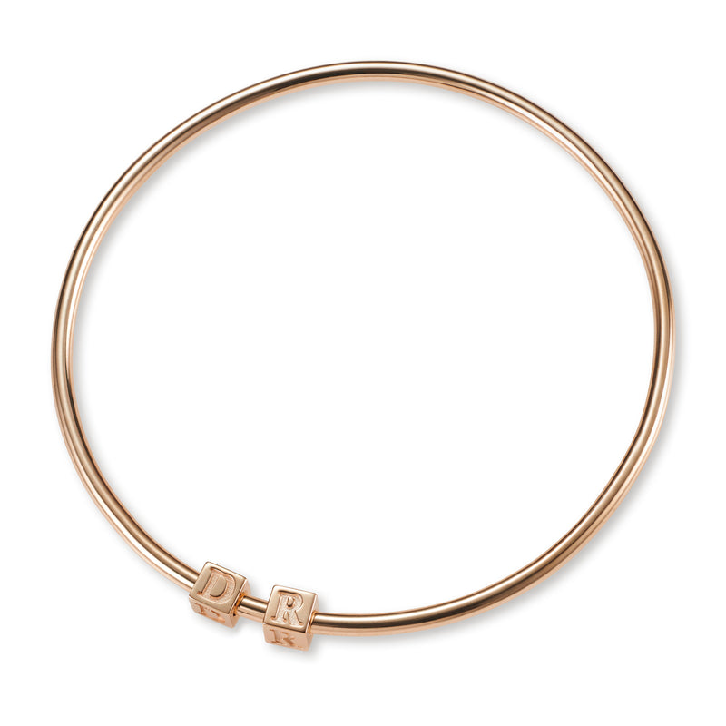 2 Cube BOLD Initial Bangle in Rose Gold
