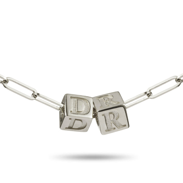 2 Cube BOLD Initial Necklace in Sterling Silver