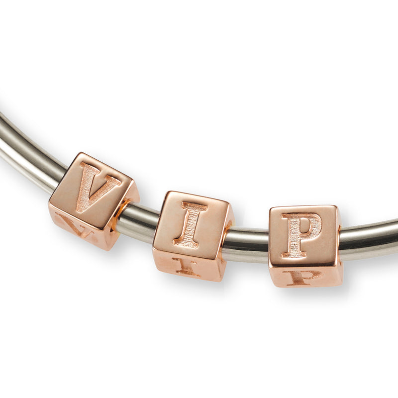 3 Cube BOLD Initial Bangle in Sterling Silver and Rose Gold