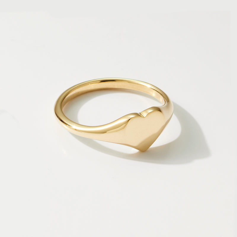 Baby Heart Signet Ring in Yellow Gold