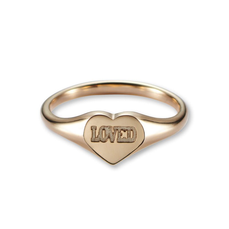 Baby LOVED Heart Signet Ring in Rose Gold