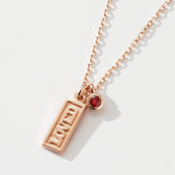 LOVED Bar Ruby Necklace in Rose Gold