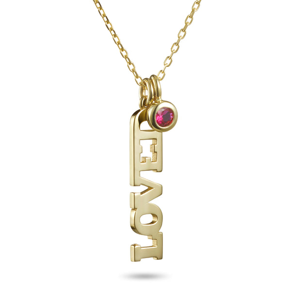 Big LOVED Ruby Necklace in Yellow Gold