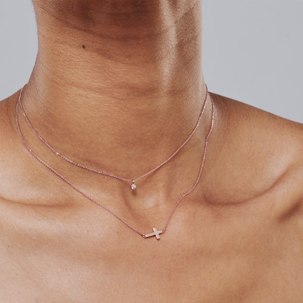 Dangle Diamond Necklace in Rose Gold