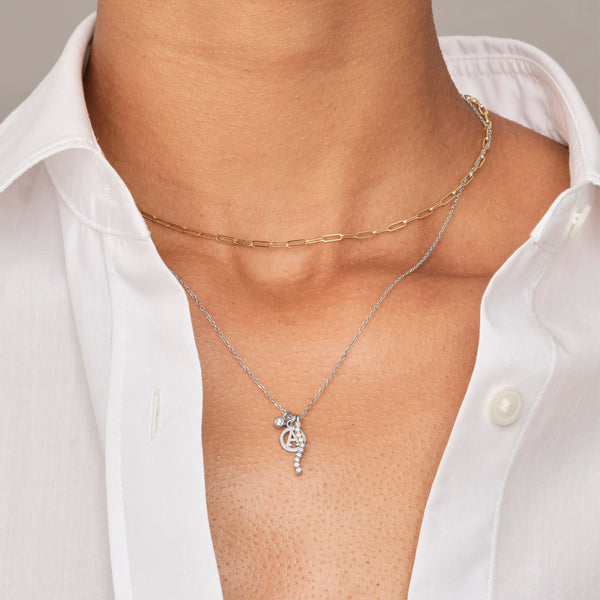The Ultimate Diamond Initial Disc Necklace in Platinum