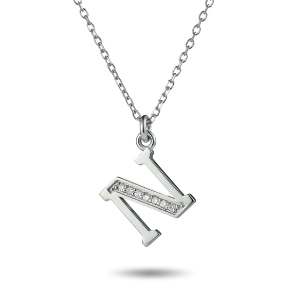 Diamond Initial Necklace in Platinum