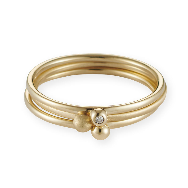 Single Dot Stack Ring in Yellow Gold