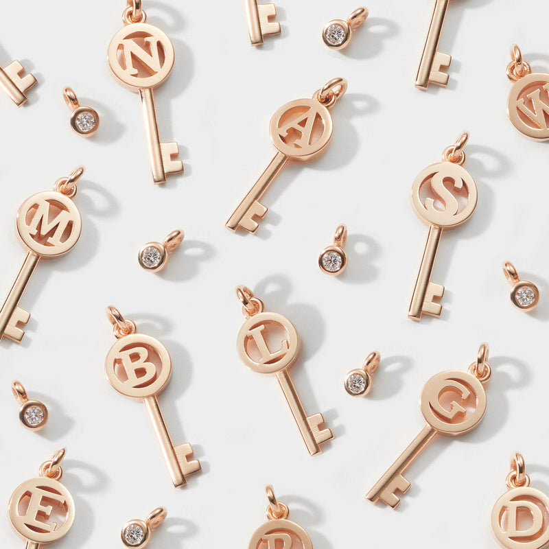 Initial Key Necklace in Rose Gold