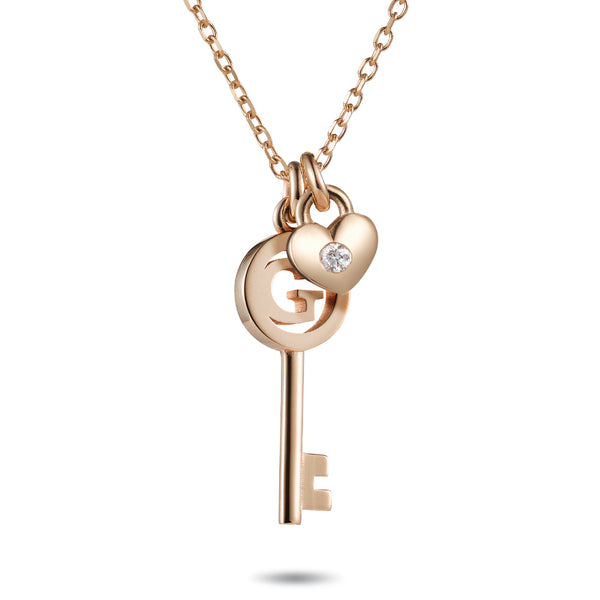 Key To My Heart Diamond Necklace in Rose Gold
