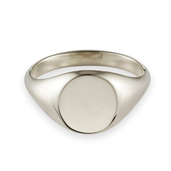 Large Signet Ring in White Gold