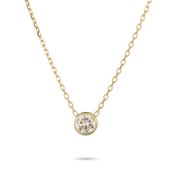 Lab Grown Diamond Solitaire Necklace in Yellow Gold