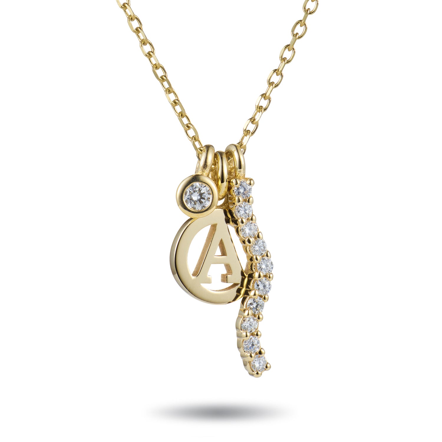 The Ultimate Diamond Initial Disc Necklace in Yellow Gold Luke Rose