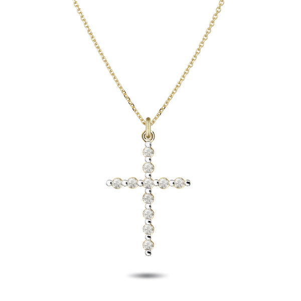 Baby Diamond Crucifix Necklace in Yellow Gold