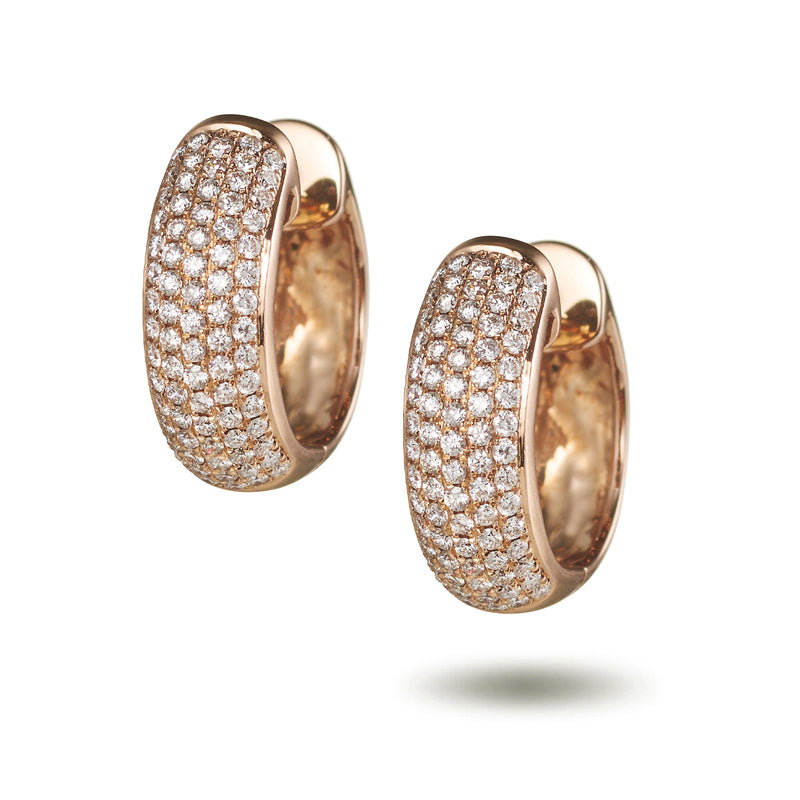 Pavé Set Diamond Huggie Earrings in Rose Gold