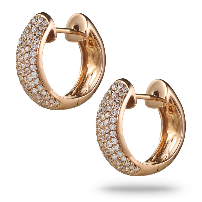 Pavé Set Diamond Huggie Earrings in Rose Gold