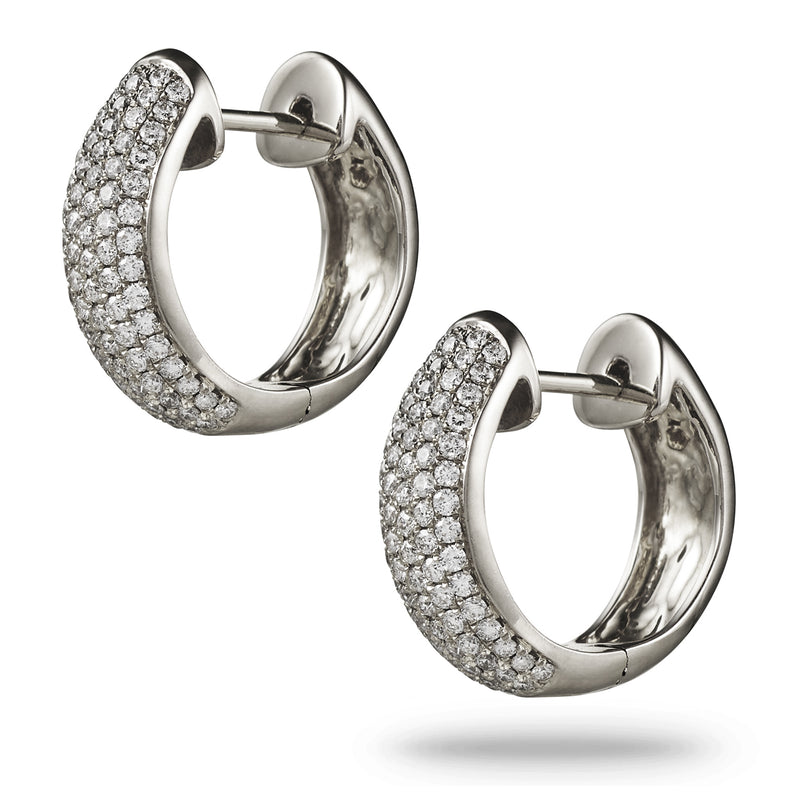 Pavé Set Diamond Huggie Earrings in White Gold