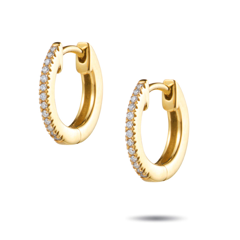 0.10ct Italian Made Diamond Set Huggie Earrings in Yellow Gold