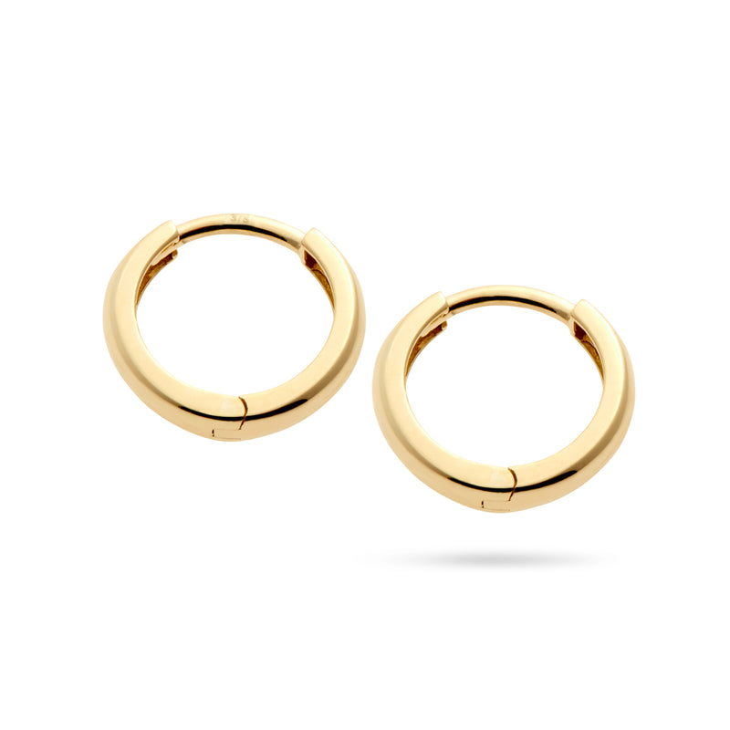 Italian Made 12mm Huggie Earrings in Yellow Gold