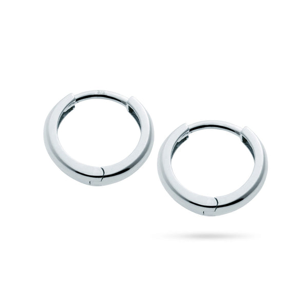 "RTS" Italian Made 12mm Huggie Earrings in White Gold