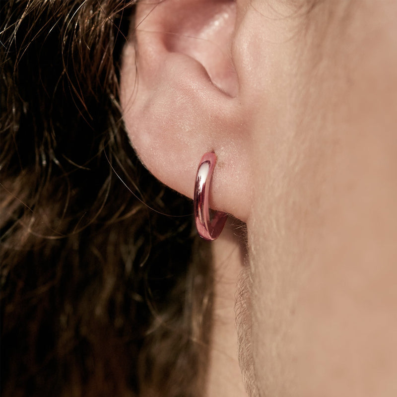 "RTS" Italian Made 15mm Huggie Earrings in Rose Gold