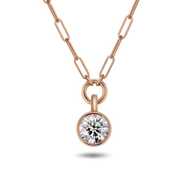 The TREASURE 1ct Lab Grown Diamond Paperclip Necklace in Rose Gold