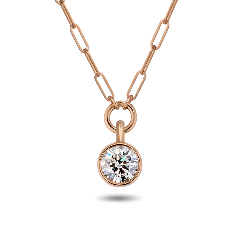 The TREASURE 1ct Lab Grown Diamond Paperclip Necklace in Rose Gold