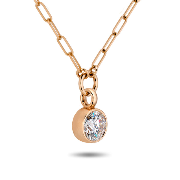 The TREASURE 1ct Lab Grown Diamond Paperclip Necklace in Rose Gold