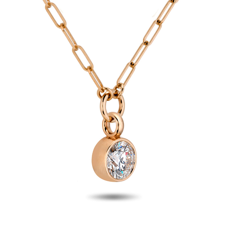 The TREASURE 1ct Lab Grown Diamond Paperclip Necklace in Rose Gold