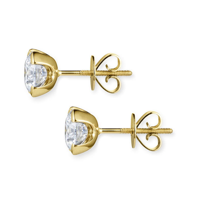 Lab Grown 2.41ct Diamond Stud Earrings in 18ct Yellow Gold