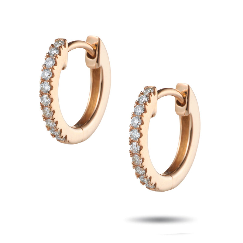 "RTS" 0.20ct Italian Made Diamond Set Huggie Earrings in Rose Gold