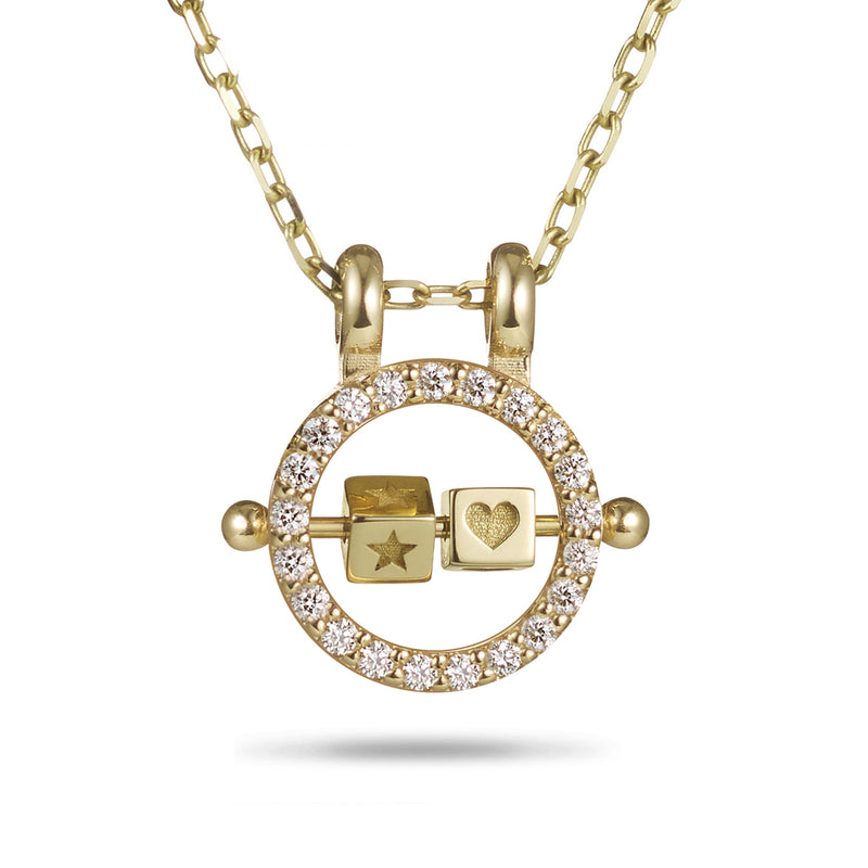 Just The Two Of Us Diamond Abacus Necklace in Yellow Gold