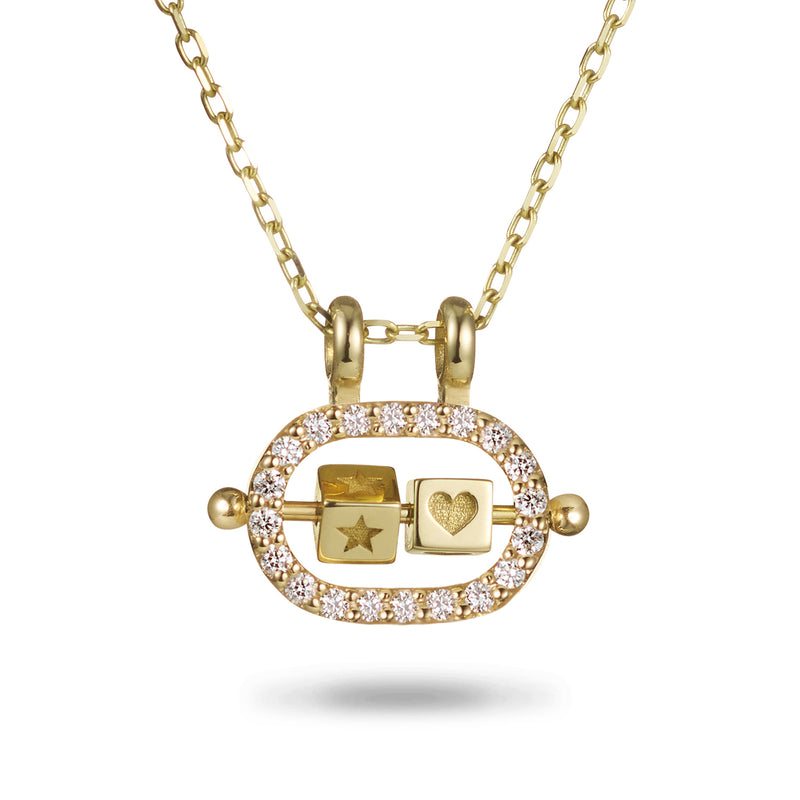 2 Cube Diamond Abacus Necklace in Yellow Gold