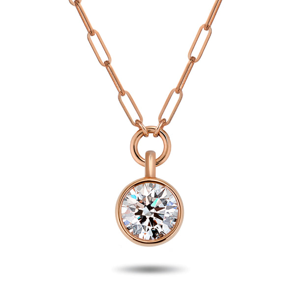 The TREASURE 2ct Lab Grown Diamond Paperclip Necklace in Rose Gold