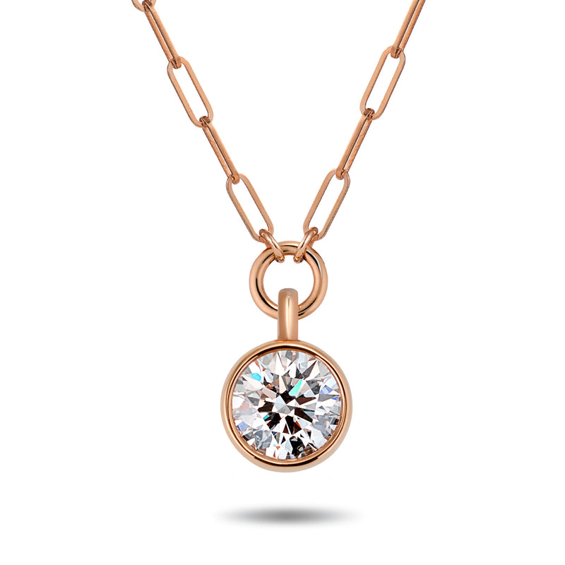The TREASURE 2ct Lab Grown Diamond Paperclip Necklace in Rose Gold
