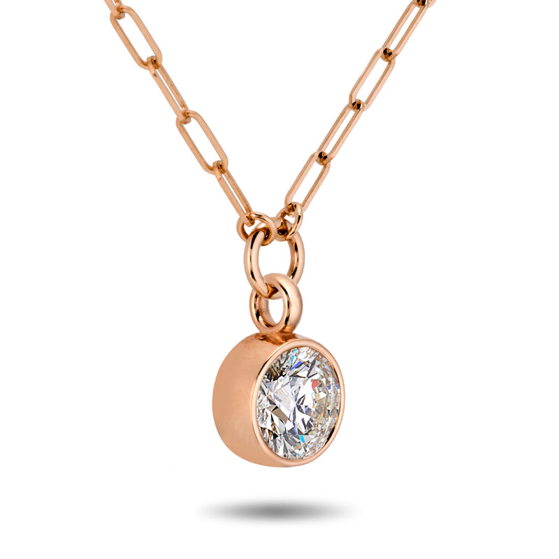 The TREASURE 2ct Lab Grown Diamond Paperclip Necklace in Rose Gold