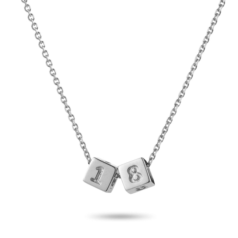 2 Cube Initial Necklace in Sterling Silver