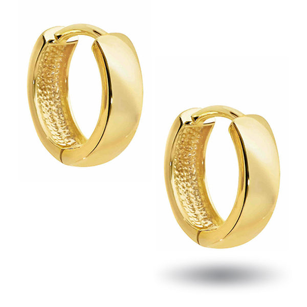 Large Italian Made Wide Huggie Earrings in Yellow Gold