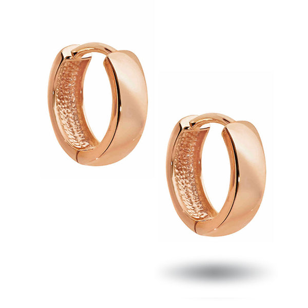 Italian Made Wide Huggie Earrings in Rose Gold