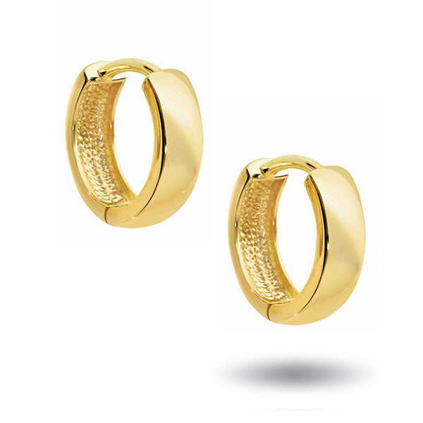 Italian Made Wide Huggie Earrings in Yellow Gold