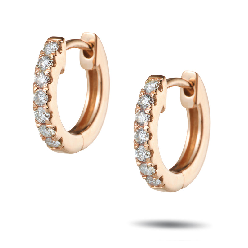 "RTS" 0.30ct Italian Made Diamond Set Huggie Earrings in Rose Gold